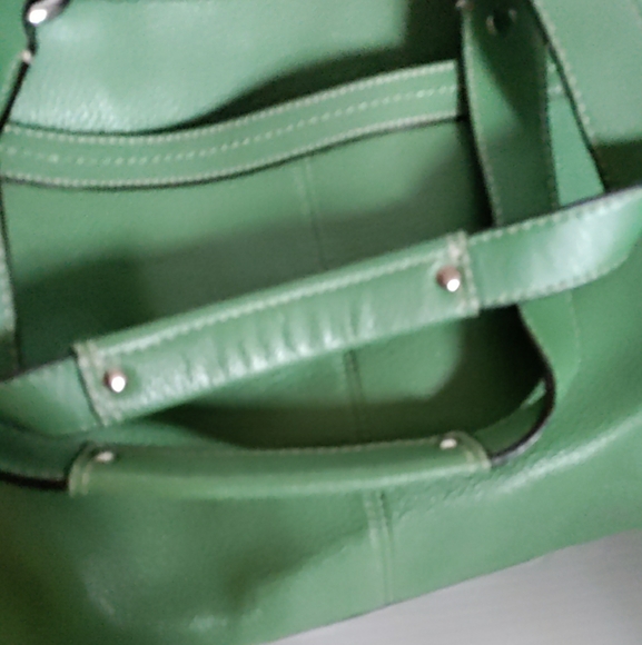 Coach C1053 F14684 Penelope Large Handbag Tote Green Pebble Leather Pockets RARE - Picture 6 of 13